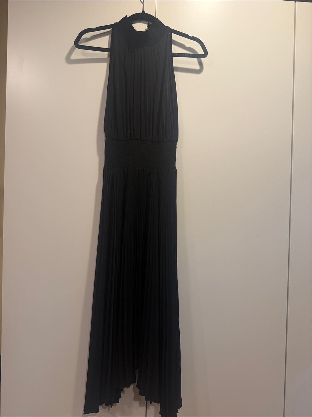 A.L.C. Black Pleated Halter Maxi Dress